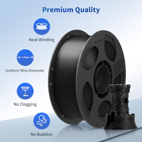 ANYCUBIC 3D Printer Filament PLA Bundle 2KG, Black - color: 2*1kg Pla Black