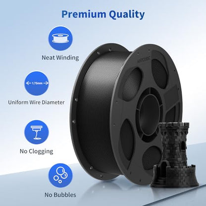 ANYCUBIC PLA 3D Printer Filament 1.75mm, Black, 1KG - color: 1kg Pla Black