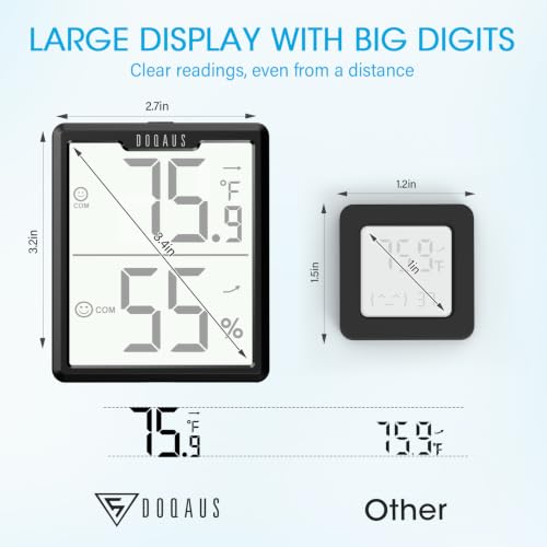 DOQAUS 3 Pack Digital Hygrometer Indoor Thermometer Black - color: Black