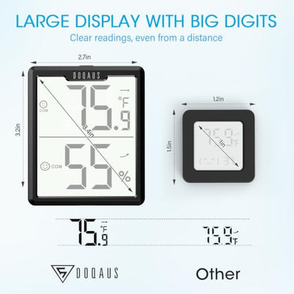 DOQAUS 3 Pack Digital Hygrometer Indoor Thermometer Black - color: Black