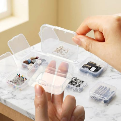 SATINIOR 24 Pcs Small Clear Plastic Container Box, 2.1 x 2.1 x 0.8 in - size: 2.12 x 2.12 x 0.79 Inches