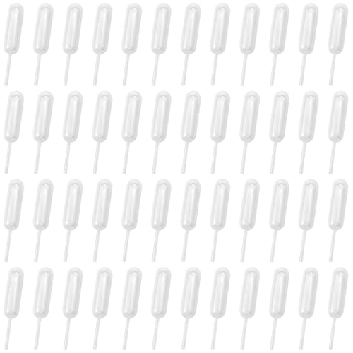 4ml Cupcake Pipettes, Clear Plastic Transfer Liquid Dropper, Pipettes Disposable Dessert Tubes, Pipette Cupcake Injector Tube Shots for Mini Cakes (50)