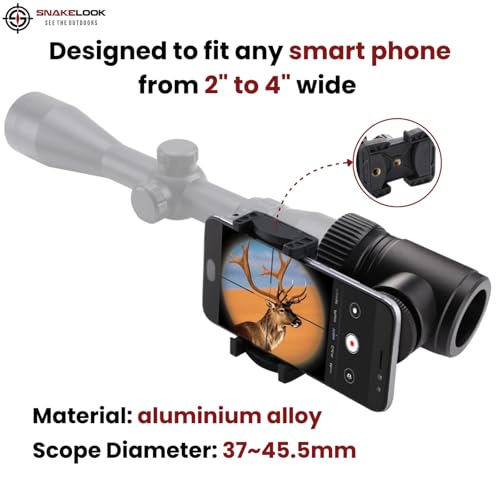 Universal Phone Scope Adapter – Side Mount Design Smartphone Scope Mount – Hunting, Birding, Target Shooting, Aiming, Sighting – All-Aluminum Black Frame Camera Mount - Sidewinder Scope Phone Adapater