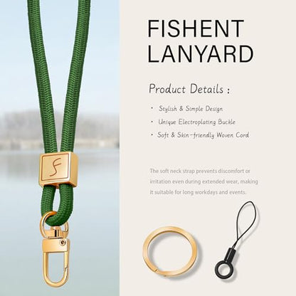 Fishent Lanyard, Cute Neck Lanyards for Keys ID Badges Holder, Keychain Key Teacher Lanyard with Safety Breakaway Buckle for Women Men, Dark Green - color: Dark Green