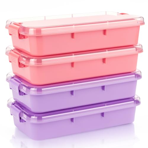 4 Pcs Sensory Bin Sand Tray with Lids for Toddlers, Purple & Pink - color: Purple & Pink