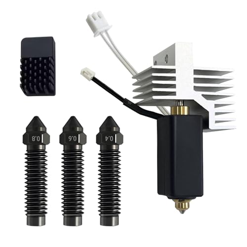 IdeaFormer-3D Ceramic Centauri Carbon/CC 2 Hotend with 1Pcs Nozzle Wipe 0.4/0.6/0.8mm Hardened Steel Nozzle, Centauri Print Head Extruder Hotend Kit for Elegoo Centauri Carbon, Centauri Carbon 2 - color: Hotend Kit 1