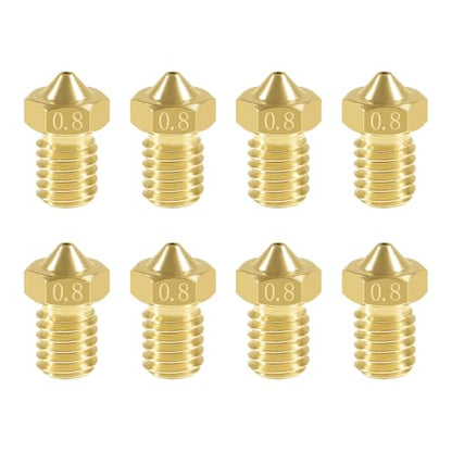Aokin 8 Pcs 0.8mm Extruder Nozzles 3D Printer Brass Nozzles for E3D V5 V6 1.75mm Filament 3D Printer - color: 0.8mm