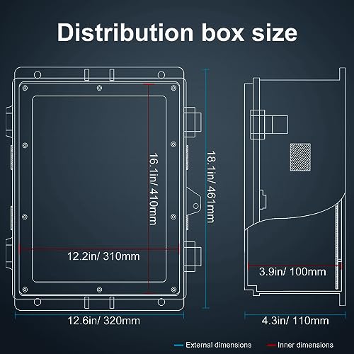 Namunanee Outdoor Electrical Junction Box, ABS Water Resistant Enclosure with Internal Mounting Panel & Hinged Cover (18.1" H* 12.6" L* 4.3" W) - size: 18.1"H x 12.6"L x 4.3"W & Standard