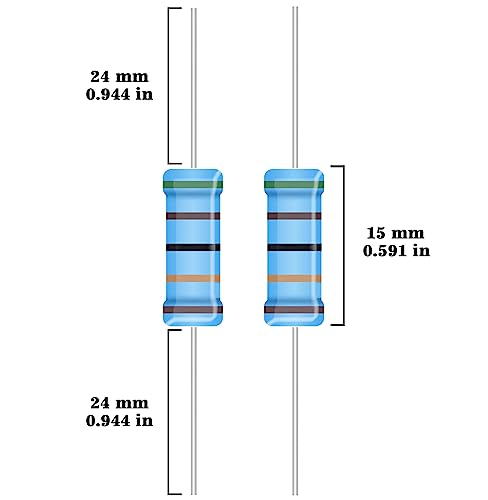25 Values 2W Metal Film Resistor Kit from 1 Ohm to 1M Ohm 2 Watt 1% Resistors Assortment - style: 2W