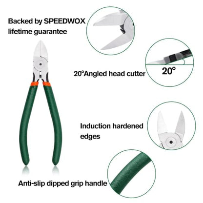 SPEEDWOX Wire Flush Cutters 6 Inch Precision Side Cutter Wire Cutter Pliers with Spring Functional Precision Tools for Cutting Electronics Wires Handmade and Any Clean Cut Needs - size: 6"