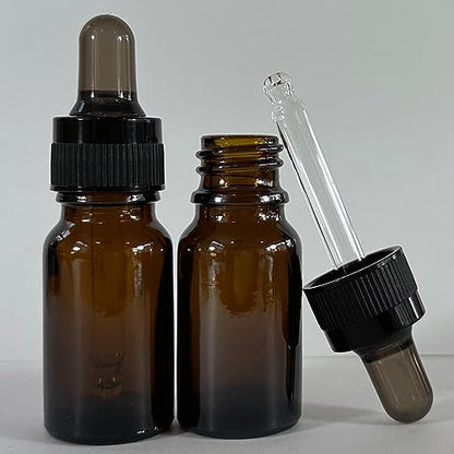 4-Pack 1/3 oz (10ml) Glass Dropper Tops for Essential Oil Bottles (18-415 Neck) - Round Tip, Made in Taiwan with SILASTIC™ RBL-9200-50 Silicone for Chemical Stability & Essential Oil Resistance - style: 1/3 oz (10ml) Round Tip