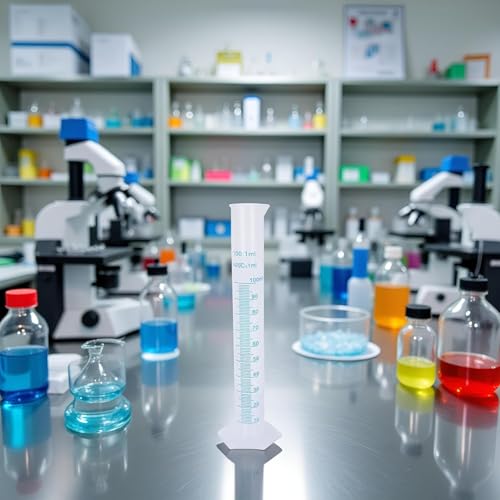 1PC 100ml Plastic Graduated Cylinder - Transparent Measuring Cylinder Set for Science Lab Experiments, Chemistry and Laboratory Equipment with Precise mL Markings