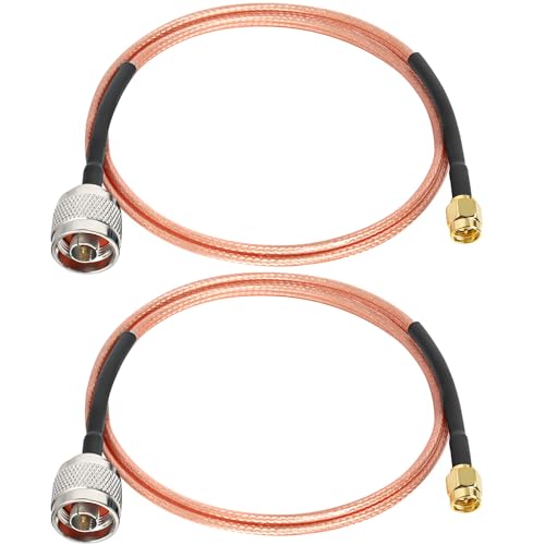 MOOKEERF SMA Male to N Male Cable 4ft,2 Pack RG316 SMA to N Cable 50 Ohm for WiFi Router,GPS Receiver,Antenna,Signal Booster etc - size: 4FT