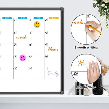 JILoffice Dry Erase Calendar Whiteboard, Magnetic Month Board 36 x 24 Inch - color: Black, size: 36"W x 24"H