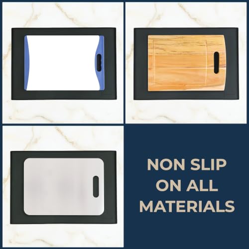 GASARÉ, Non Slip Cutting Board Mat, Grip Mat Pad, Under Kitchen Cutting Board, Raised Edges, Extra Large, Easy to Clean, 19 x 13 Inches, Black - color: Black