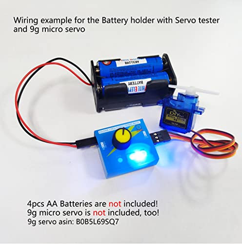 4 Cell AA Battery Holder Case with JR Connector 2P Black Red Wire + 3CH Digital Servo Tester ESC Speed Controller Checker CCPM Servo Consistency Master for Helicopter Car Boat Robot Servo