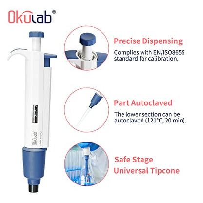 Single-Channel Micropipette, 1000-5000μl, Manual Adjustable Mechanical Pipette, High-Accurate, Variable Volume, Autoclavable, TPMP5000A1 - style: 1000-5000μl