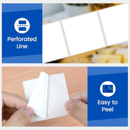 LLIKED 2"x2" Removable Labels 750 Thermal Labels with No Residue - size: 750 labels