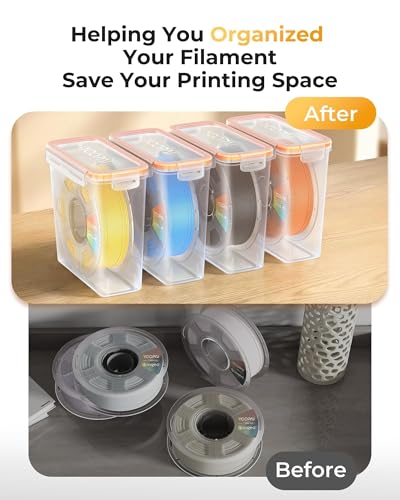 YOOPAI Pro Filament Storage Box – Precision-Fit Airtight Container for Single 1KG Spools, Flat-Lid Design for Stable Stacking, Premium Desiccant Moisture Control, 3D Printer Filament Storage 6 Pack