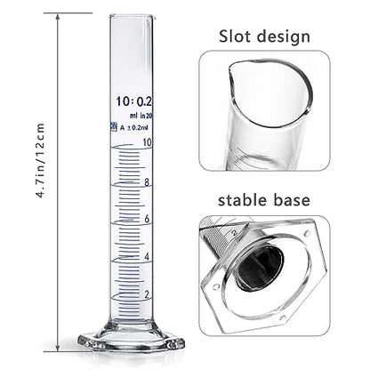 Thick Glass Graduated Cylinder Measuring Liquid Lab Hexagon Base Cylinders Come with One Glass Dropper (Glass, 10ML) - size: 10ml