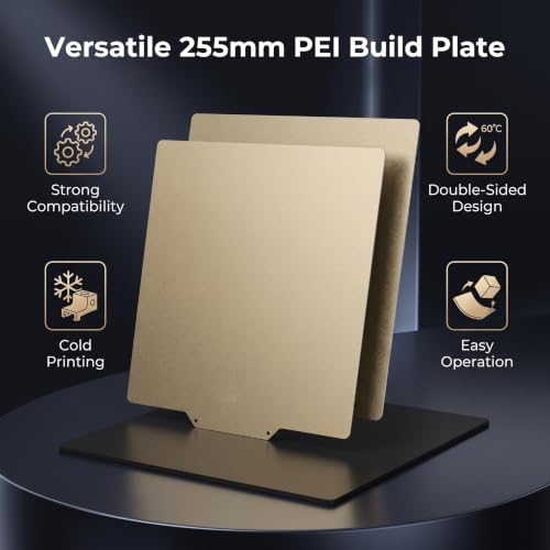255x255mm PEI Magnetic Build Plate Double Sided Spring Steel Flexible Bed for 3D Printers Enhanced Adhesion Easy Removal for PLA PETG ABS