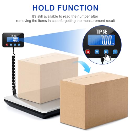 TIPRE Shipping Scale 660lbs for Packages,Heavy Duty Digital Postal Express Scale,1 oz High Accuracy with Charging Cable & Batteries,Extra Large Stainless Steel for Small Business,Warehouse,Home - size: 660lb- Silver Stainless Steel