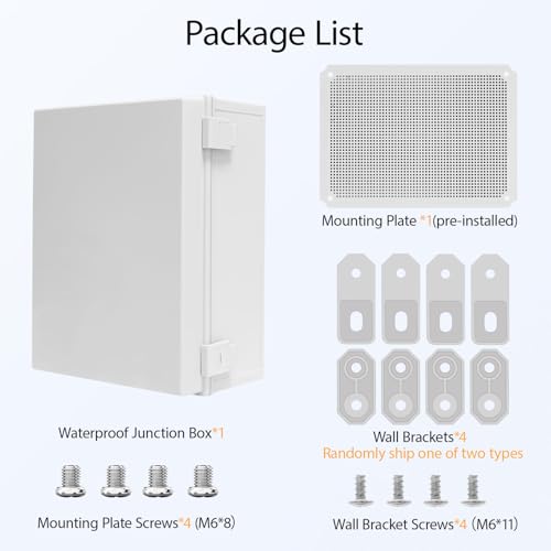 Electrical Box, IP65 Waterproof Dustproof ABS Plastic Enclosure, Outdoor and Indoor Project Box Hinged Cover with Mounting Plate Wall Brackets, Outer Dimension 15.7"x 11.8" x 7.1", Grey - size: 15.7"x 11.8" x 7.1" (1pc)