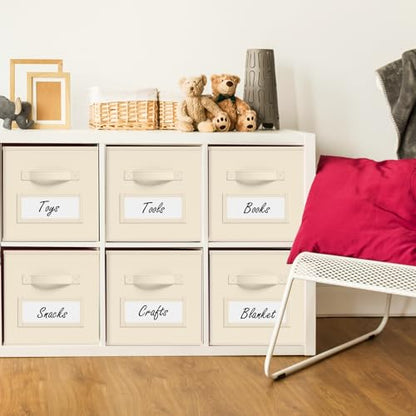 10 Pack Fabric Storage Cubes with Label 11" Collapsible Cube Bins, Beige - color: Beige, size: 11 Inch