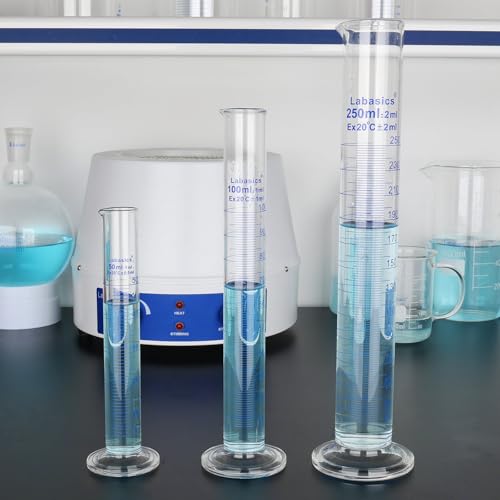 Labasics 3-Pack Borosilicate Glass 10 ml Heavy Wall Graduated Cylinder Measuring Cylinder - size: 10 ml