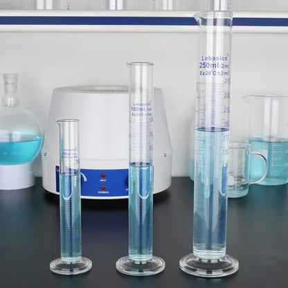 Labasics 3-Pack Borosilicate Glass 10 ml Heavy Wall Graduated Cylinder Measuring Cylinder - size: 10 ml