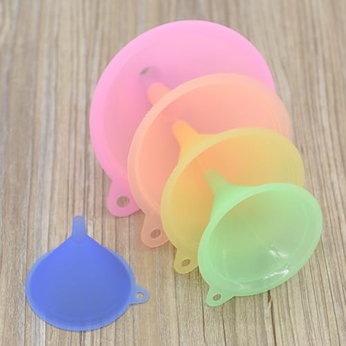 Kitchen Funnel Set with 5 Sizes Small to Large Plastic Cooking Funnel with Narrow Spout for Filling Bottles Transferring Liquid Dry Ingredients Cosmetic Lotion Essential Oils