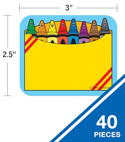 Carson Dellosa Crayon Name Tags, Self Adhesive Classroom Desk Labels