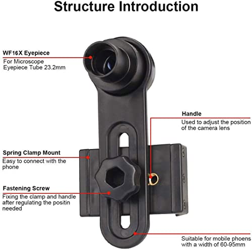 Celticbird Smartphone Camera Adapter for Microscope Eyepiece Tube 23.2mm - Built-in 16X Microscope Eyepiece