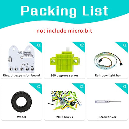 ELECFREAKS microbit Ring:bit 6-in-1 Starter Kit, Programmable Makecode Coding Learning Kit with 200+ Building Blocks(Without Micro:bit) - size: Small