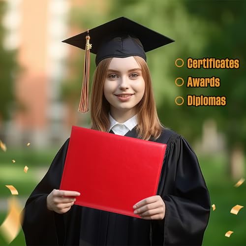 Tenare 10 Pcs Red PU Leather Certificate Cover Diploma Folder Holder - color: Red