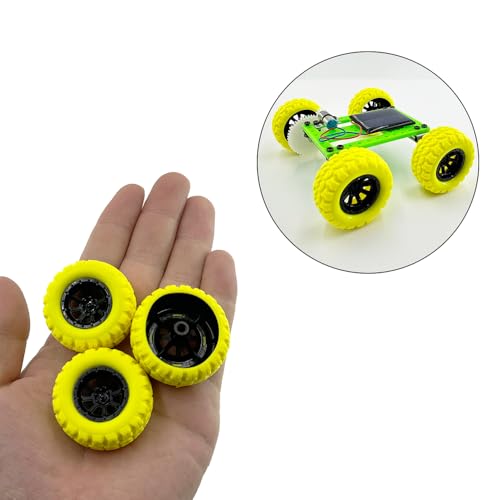 10PCS Toy Car Wheel RC Car Rubber Tire Wheel with 5PCS Shaft Round Rod Axles for RC Car Truck Robot DIY Model Toy Wheel Parts (2x36mm Yellow) - style: 2x36mm Yellow