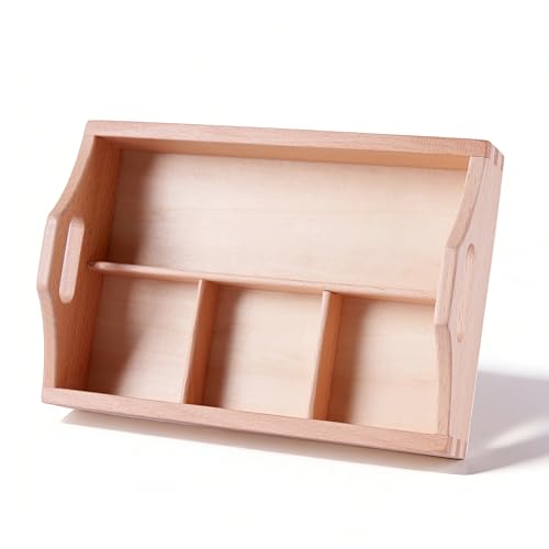Premium Montessori 3-Compartment Sorting Tray – Solid Beechwood Classification Tray, Practical Life Activity for Sorting, Counting & Fine Motor Skills, Homeschool Classroom Kids Toddlers Ages 3-6 - color: 3 Compartment Sorting Tray