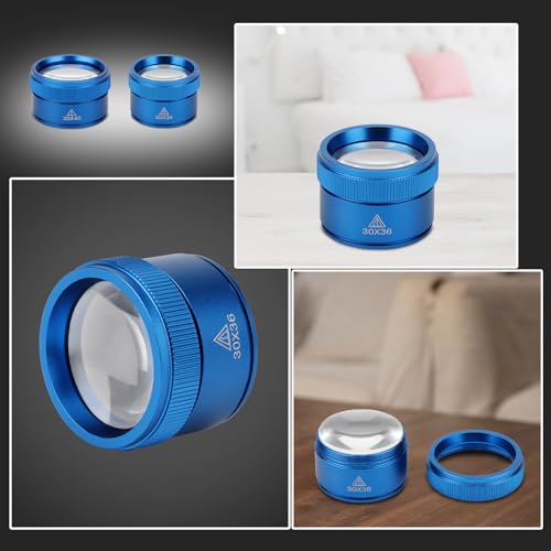 Portable Small Magnifying Glass Jeweler Loupe Magnifier (Blue, 30X36MM) - color: Blue, size: 30X36MM