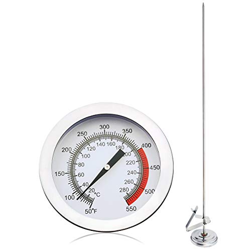 Deep Fry/Candy/Turkey Thermometer with Clip&15 inch stem - Professional Kitchen Pot Fryer,Stainless Steel Fry Oil Thermometer for Frying,Oil,Candy and Meat Cooking