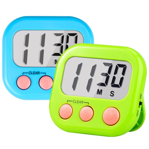 Timer for Kids Digital Kitchen Timers for Cooking- 2 Pack Blue Green - color: Blue Green