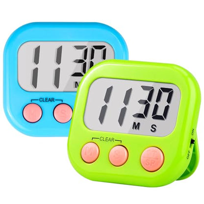 Timer for Kids Digital Kitchen Timers for Cooking- 2 Pack Blue Green - color: Blue Green