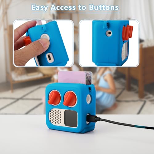 Silicone Case Cover for Yoto Mini (2024 Edition), Travel Carrying Case with Adjustable Shoulder Strap Protective Cover for Yoto Mini Player (Deep Blue) - color: Deep Blue