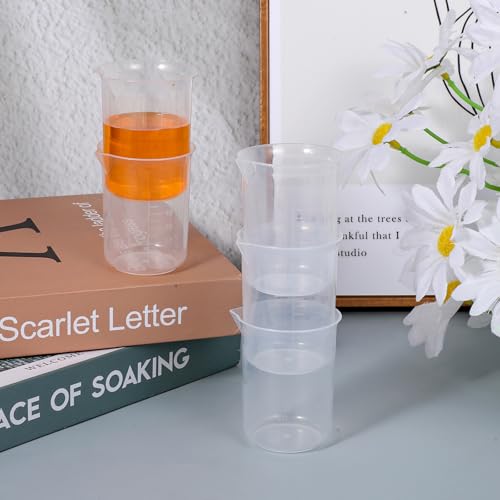 6 Pcs Plastic Graduated Beaker, 50 Ml Measuring Cups Portable Graduated Beaker Small Milliliter Measuring Cup Transparent Beakers for Kitchen Lab Cooking Science Experiment Liquid Measure