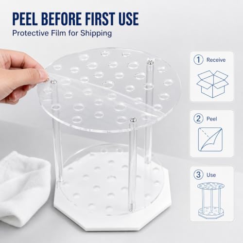 28-Hole Plexiglass Pipette Rack, Round Acrylic Test Tube Stand Holder for Laboratory Workbench, Classroom Science Lab, Sample Tube Storage Organizer