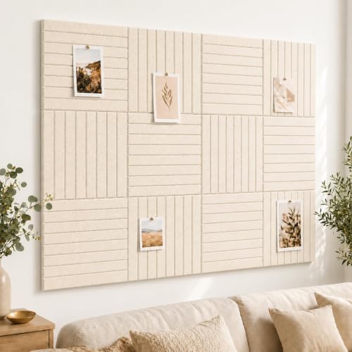 Stripe Felt Bulletin Board Tiles, Cork Board Alternative 24 x 36 in - color: Oatmeal, size: 24" x 36"