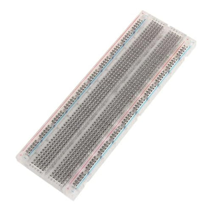 Economy Solderless Clear Plug-in Breadboard 830 Tie Points, 6.5" x 2.1" - ROHS Compliant