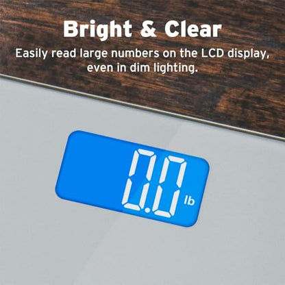 Etekcity Digital Bathroom Scale for Body Weight, Tempered Glass, 400 lbs - color: Light Grey, size: 11.8 x 11.8 inches