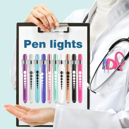 MEUUT Medical Pen Lights for Nurses 3 Pack & 6 AAA Batteries for EMT - color: Pink+Blue+Light Purple