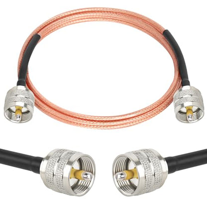 MOOKEERF RG316 CB Coax Cable - 6FT UHF PL259 Male to Male CB Antenna Cable 50 Ohm for HAM Radio,Antenna Analyzer,Dummy Load,SWR Meter - size: 6FT