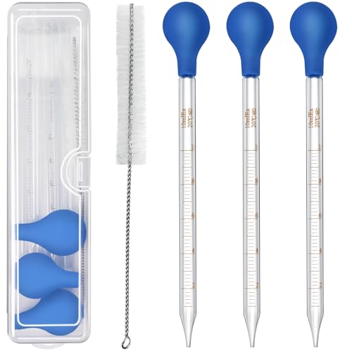 Artcome 5PCS 10ml Glass Graduated Dropper Kit with Brush & Storage Case - size: 5 pcs
